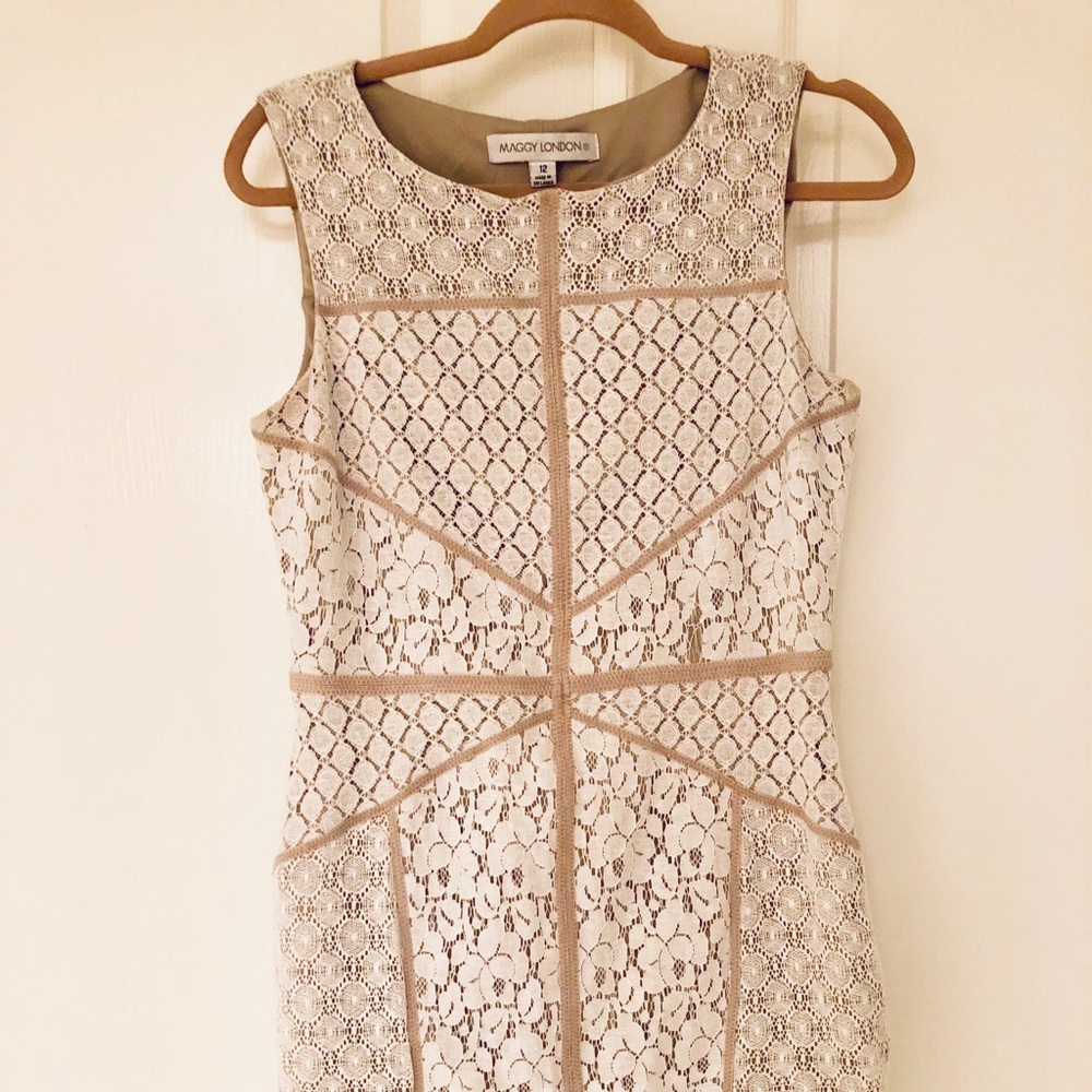 Maggy London Dress column lace dress in white